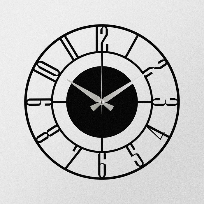 Wallity Enzoclock - S011 Reloj de Pared Decorativo de Metal Negro